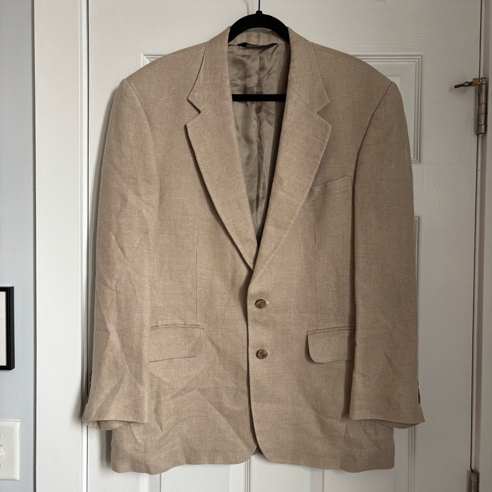 Lands' End Beige 100% Linen Lined Two-Button Sport Coat U.S.A. 41 R